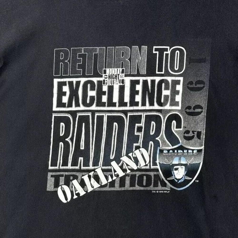 VTG 1995 Oakland Raiders Return to Excellence MNF Tshirt L Single Stitch LA